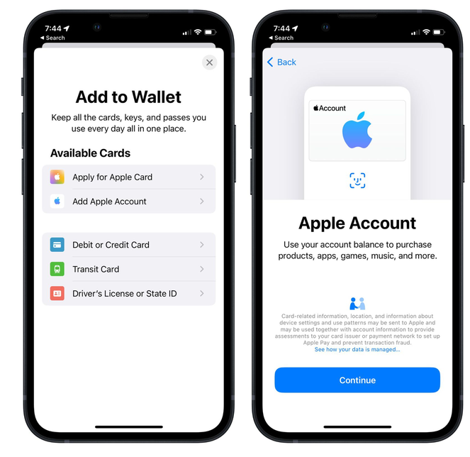 封开苹果手机维修分享iOS 15.5钱包App如何添加 Apple 账户 