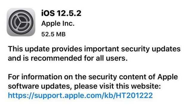 封开苹果手机维修分享iOS12.5.2发布，建议所有老苹果用户安装 